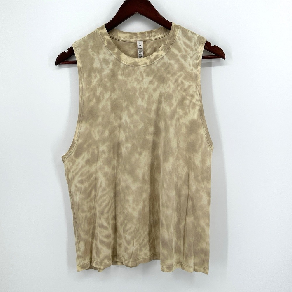 Lululemon All Yours Tank Top Marmoleado Tie Dye Lemon Chiffon Trench Size 12